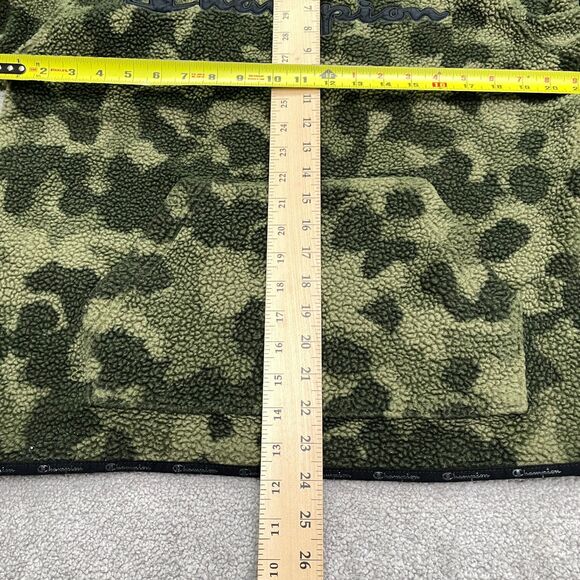 Champion Fleece Camo Sherpa Hoodie Sweatshirt Mens Medium Green Camouflage Hunt - Picture 12 of 15